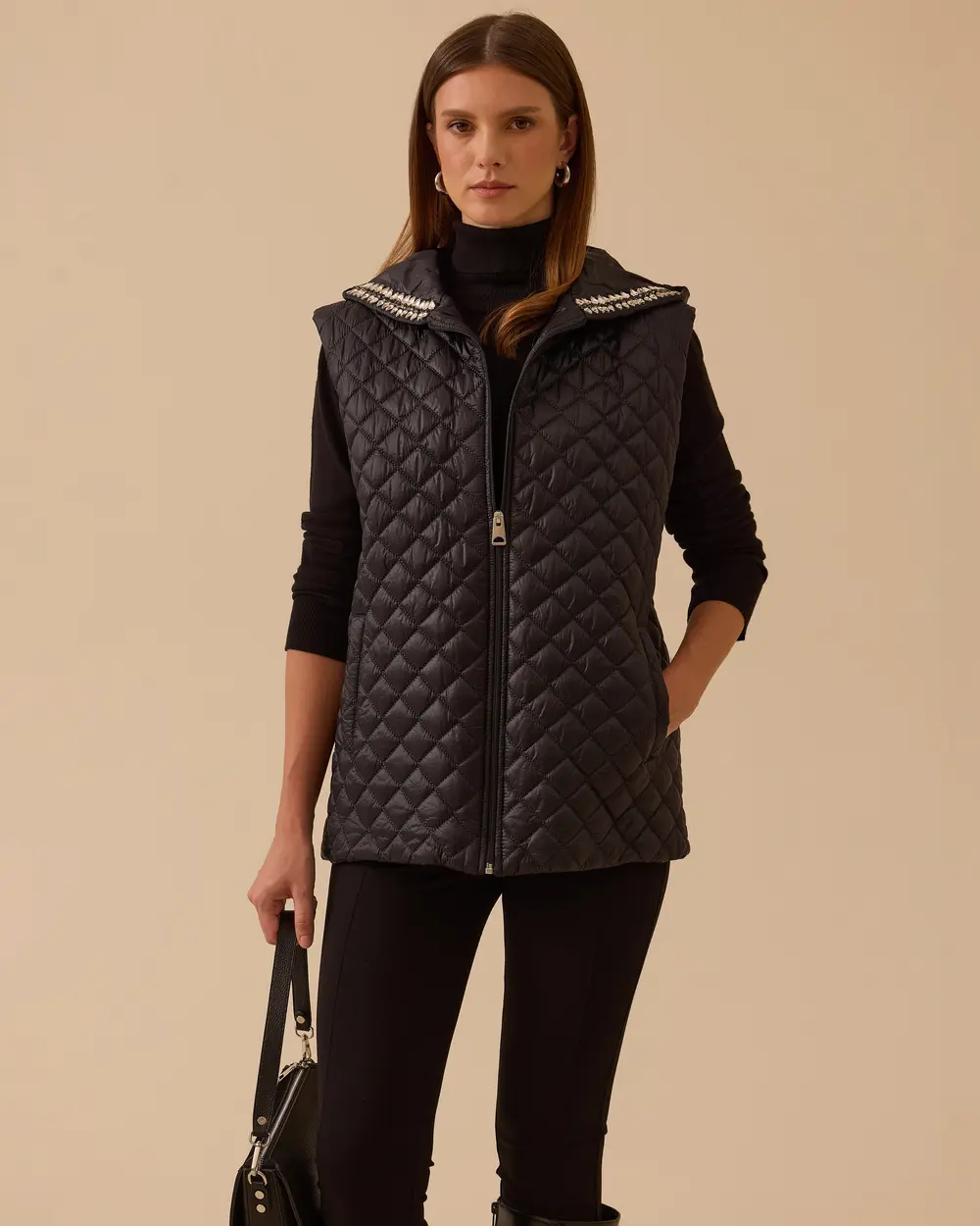 Kapüşonlu Kapitone Anorak Yelek