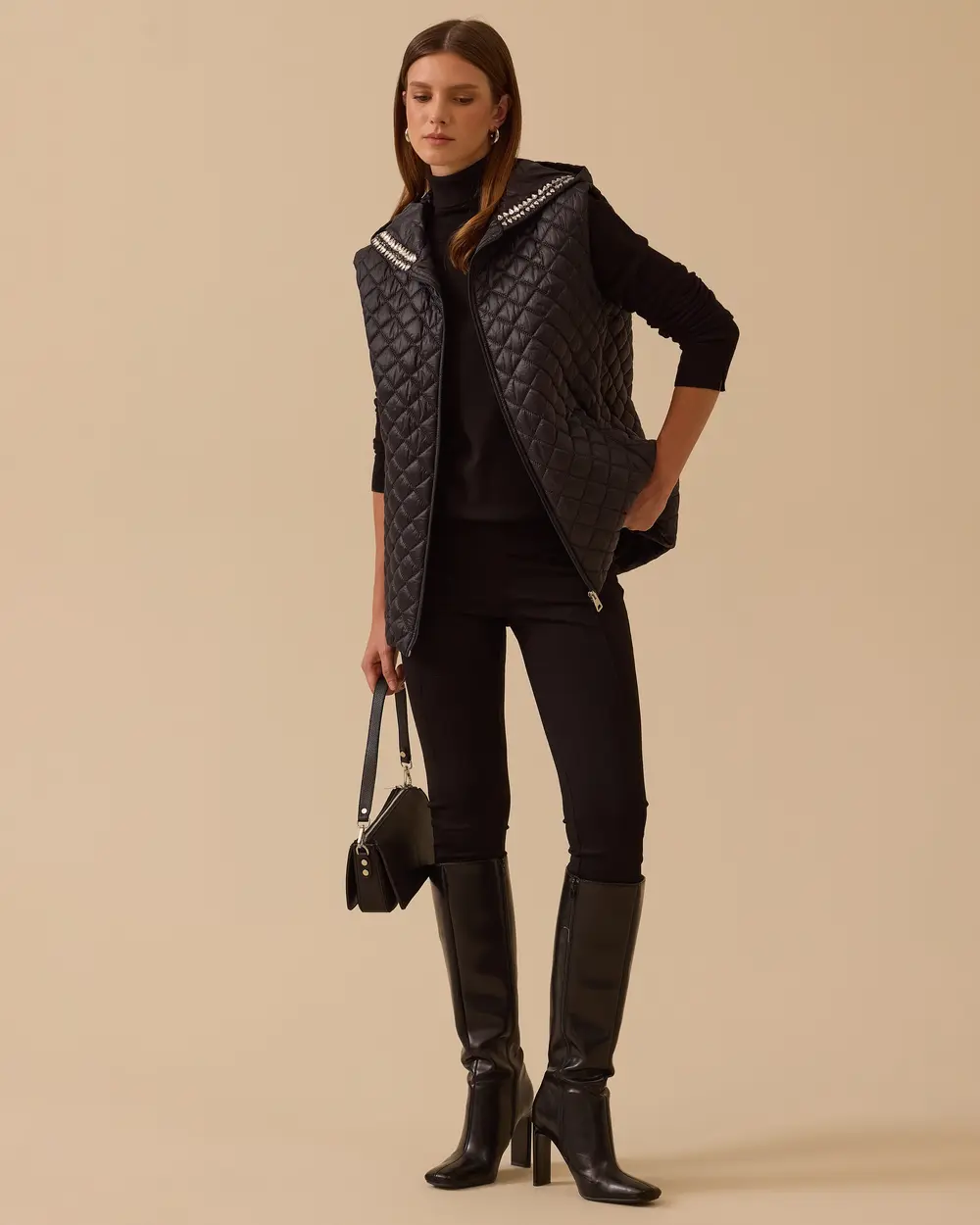 Kapüşonlu Kapitone Anorak Yelek