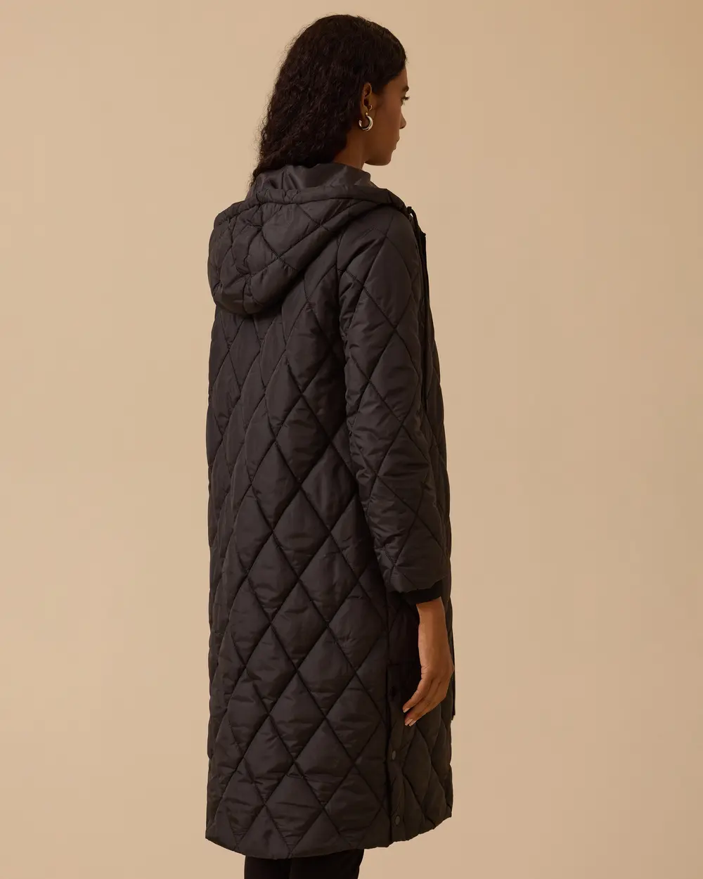 Kapüşonlu Uzun Kapitone Anorak Kaban