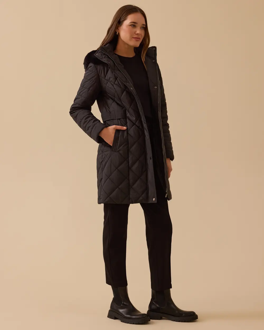 Kapüşonlu Kapitone Anorak Kaban