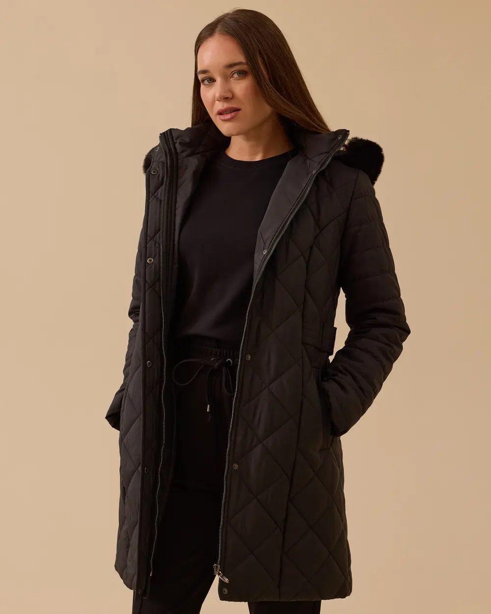 Kapüşonlu Kapitone Anorak Kaban