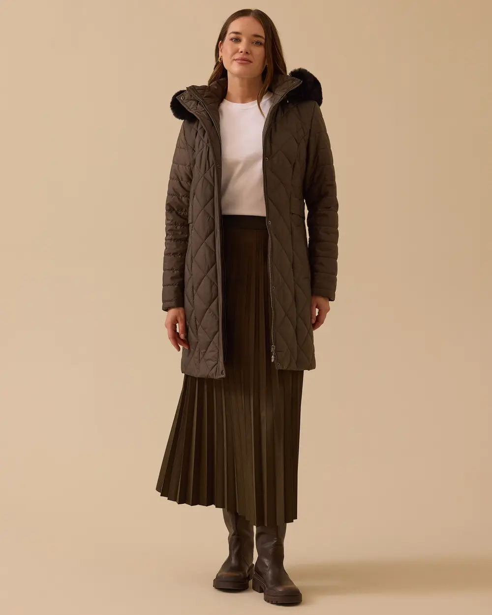 Kapüşonlu Kapitone Anorak Kaban