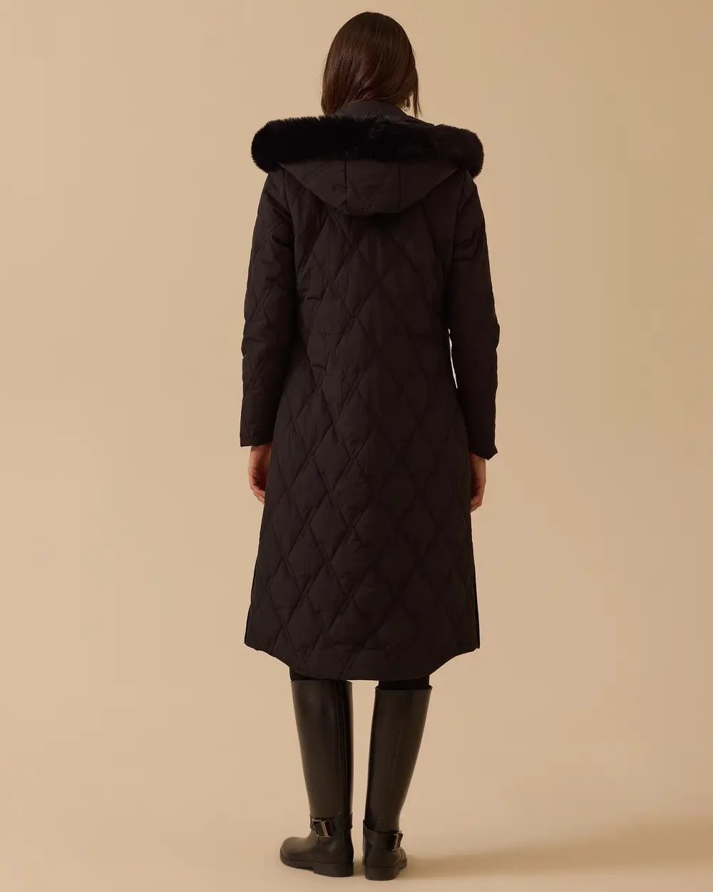 Fermuarlı Kapitone Uzun Anorak Kaban