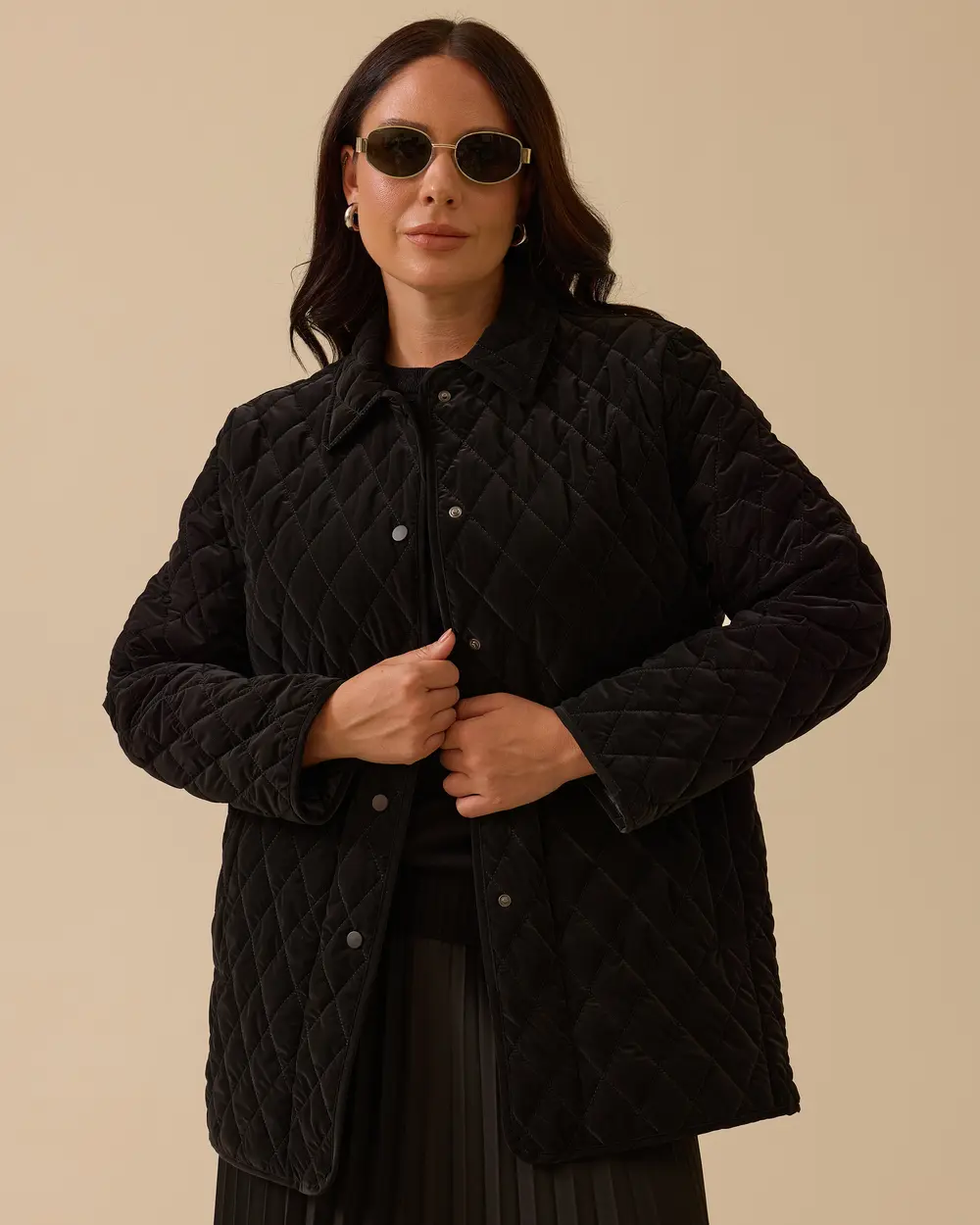 Büyük Beden Çıtçıtlı Kapitone Anorak