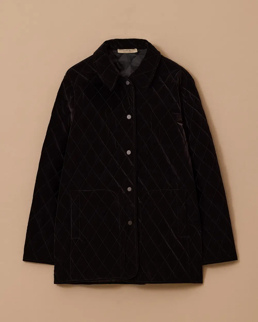 Plus Size Quilted Anorak with Snap Fastener