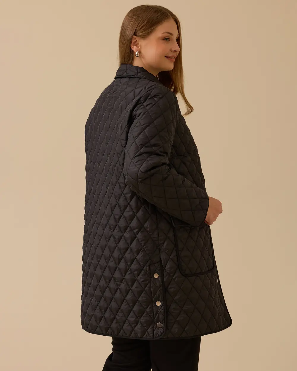 Büyük Beden Cepli Kapitone Anorak Kaban