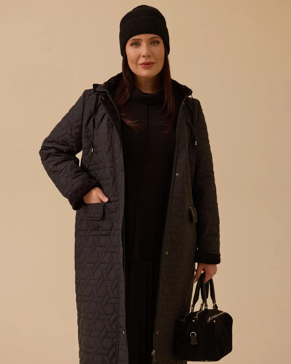 Plus Size Hooded Long Anorak Coat