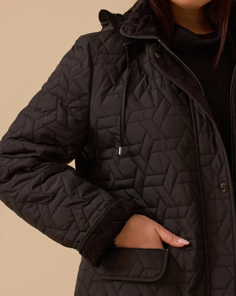 Plus Size Hooded Long Anorak Coat