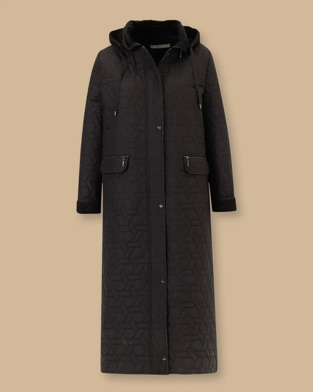 Plus Size Hooded Long Anorak Coat