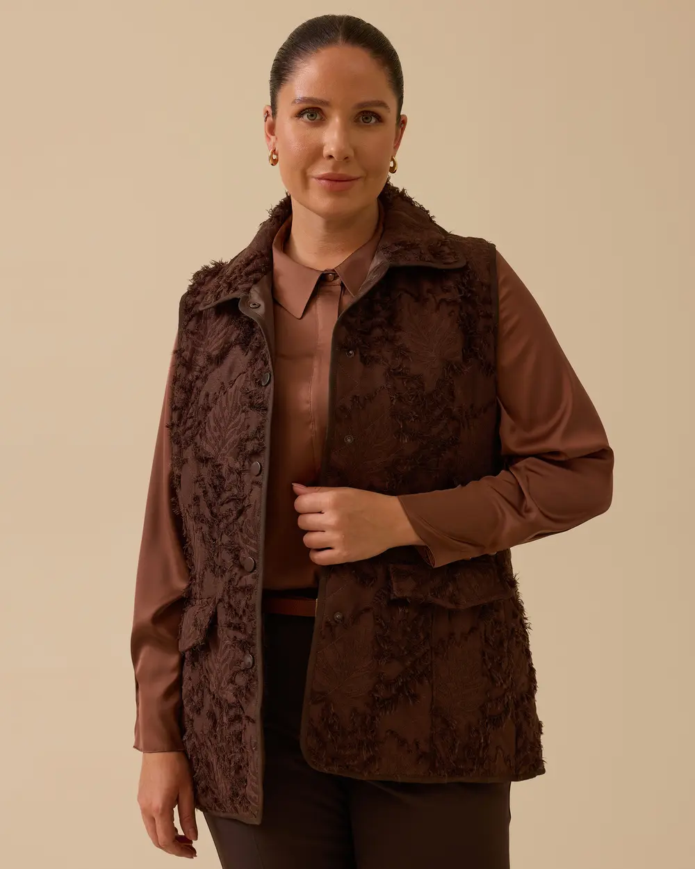 Büyük Beden Dokulu Anorak Yelek