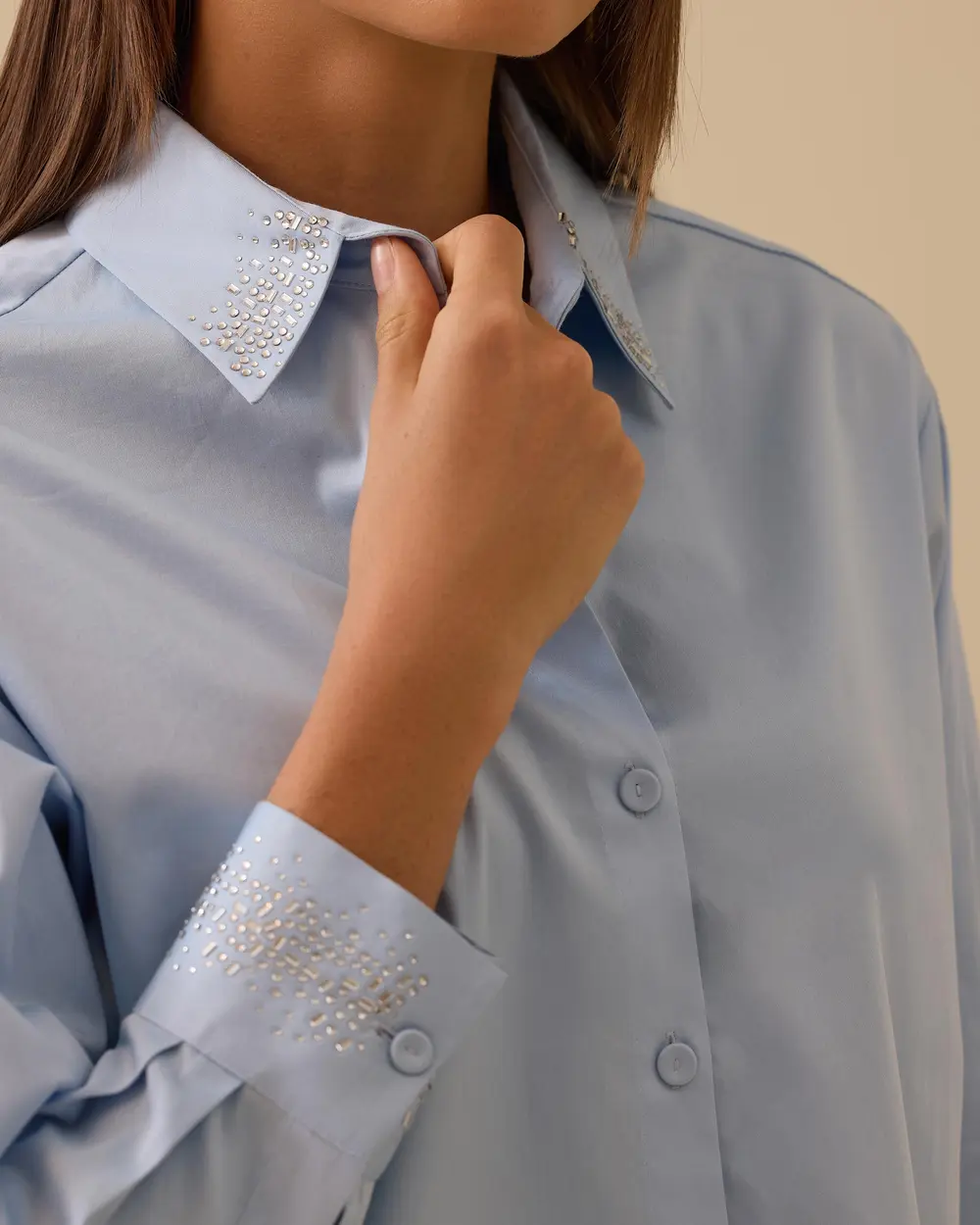 Stone Detailed Buttoned Shirt