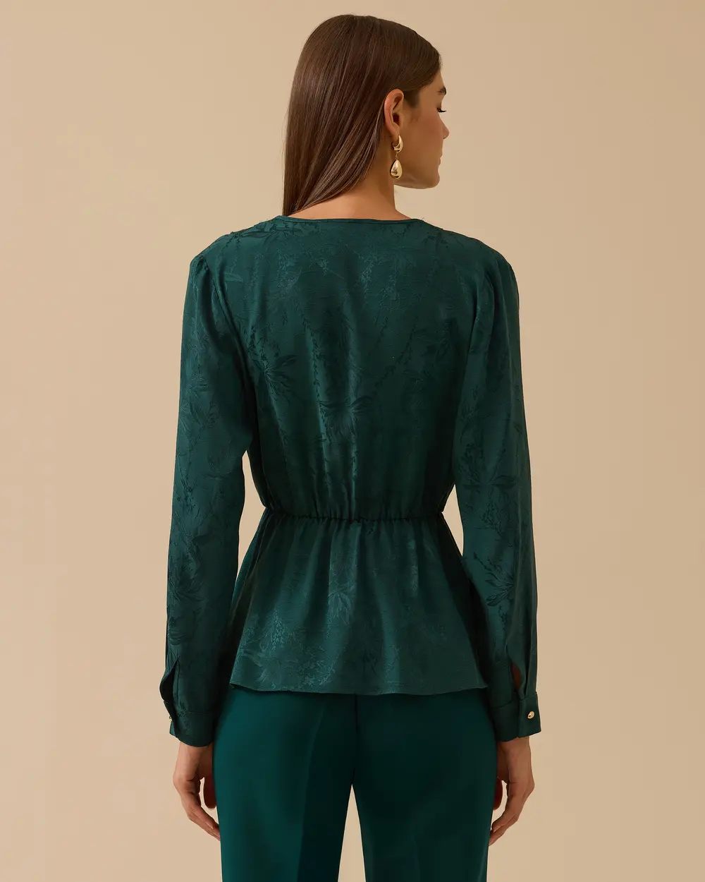Patterned Double-breasted Waist Detailed Blouse