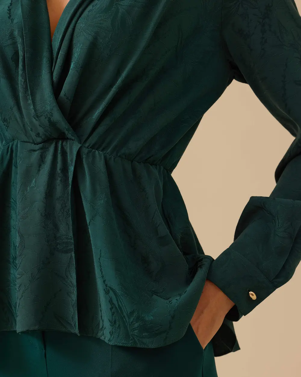 Patterned Double-breasted Waist Detailed Blouse