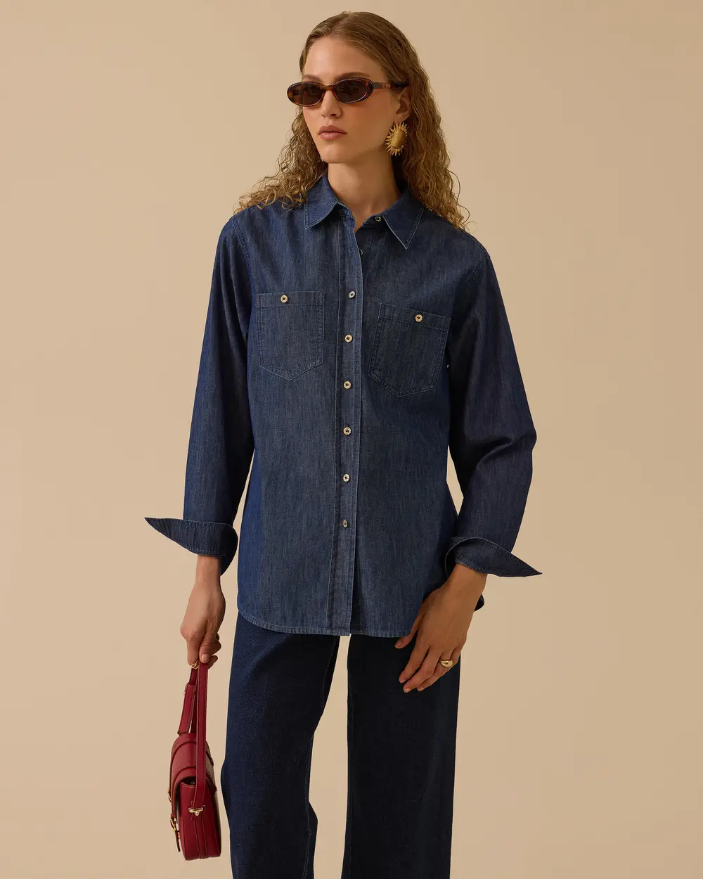 Buttoned Jean Shirt with Pocket