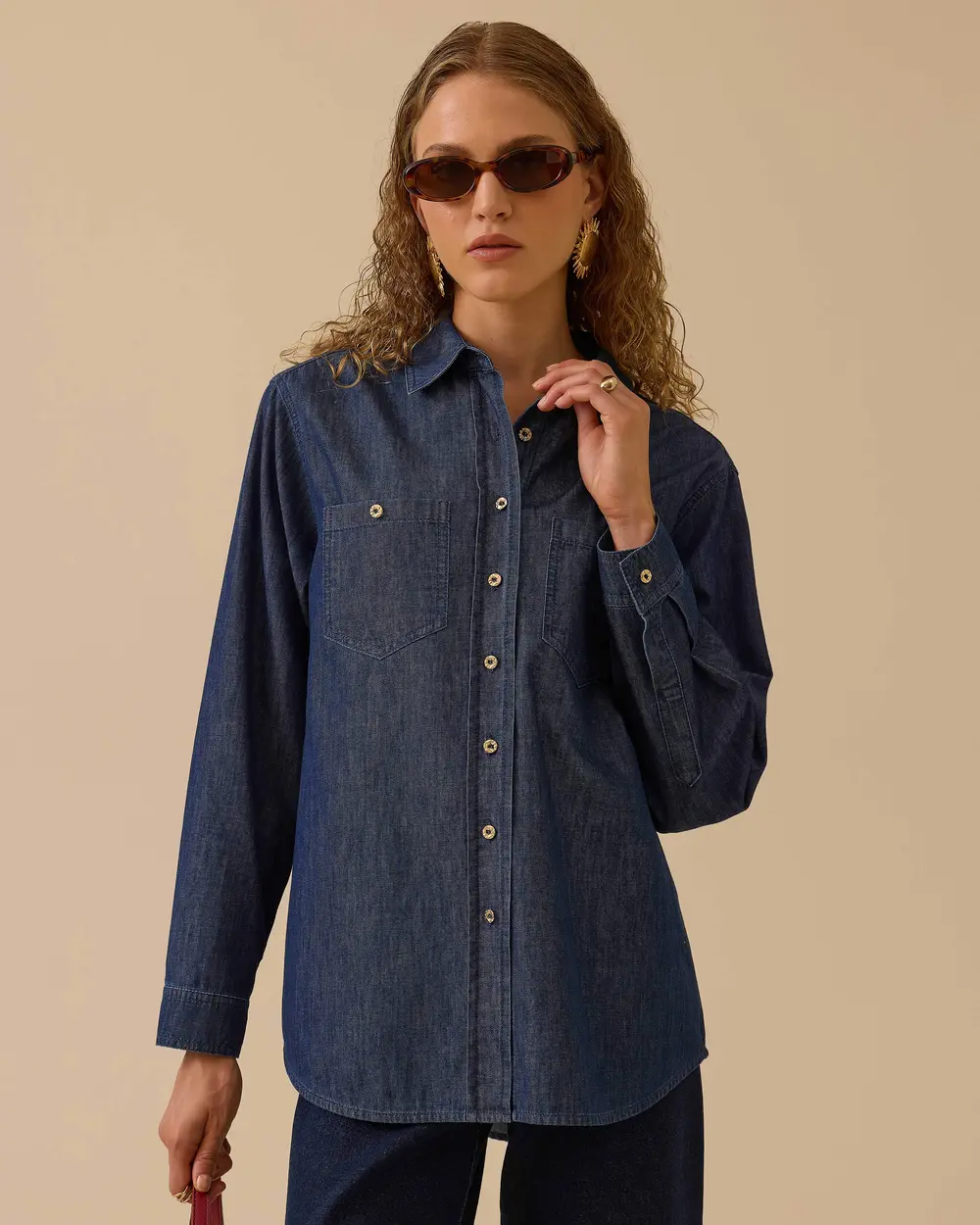 Buttoned Jean Shirt with Pocket