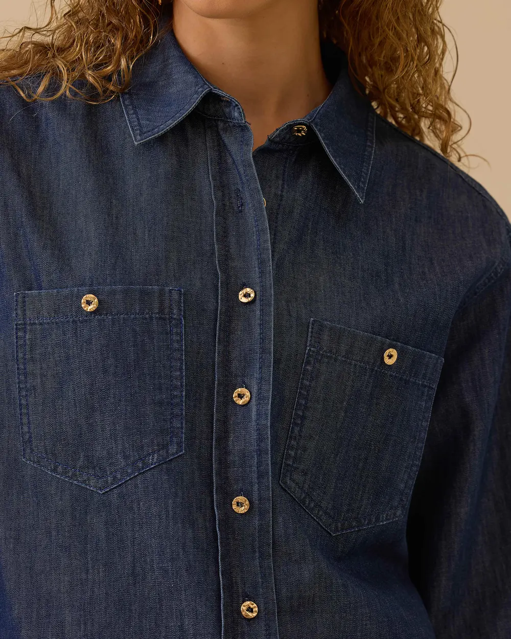 Buttoned Jean Shirt with Pocket