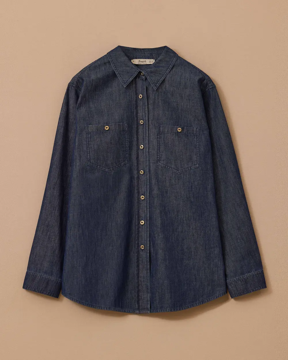 Buttoned Jean Shirt with Pocket