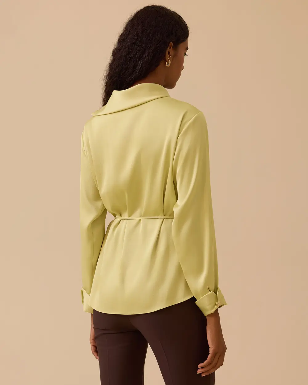 Asimetrik Düğmeli Kuşaklı Gömlek