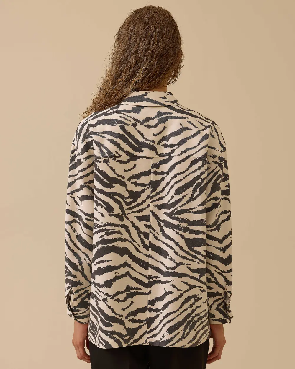 Zebra Patterned Pocket Detailed Shirt