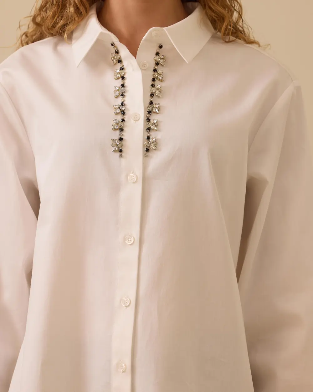 Taş İşlemeli Klasik Gömlek