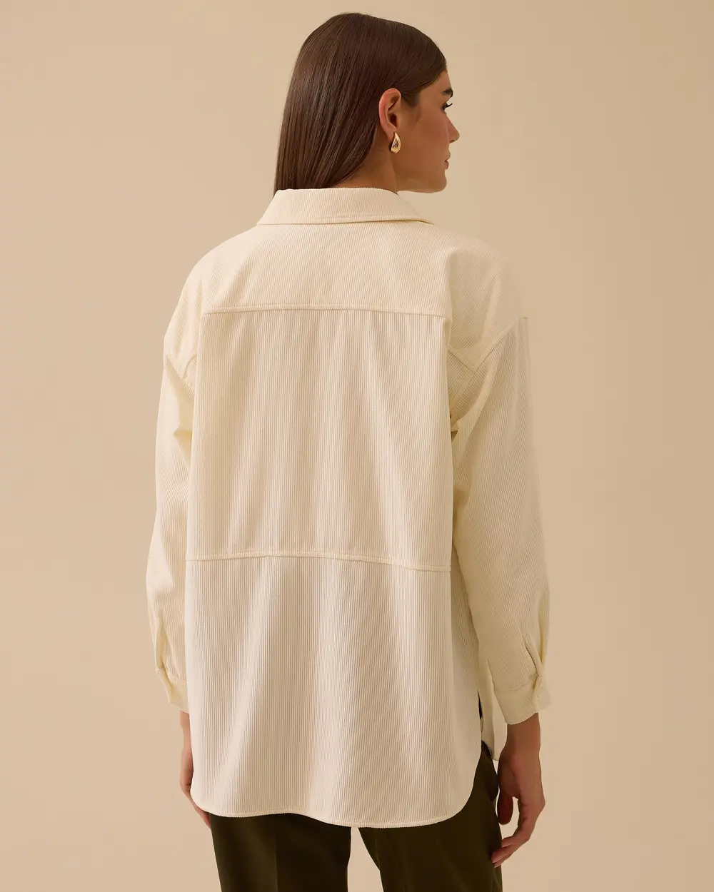 Taş Detaylı Kadife Gömlek