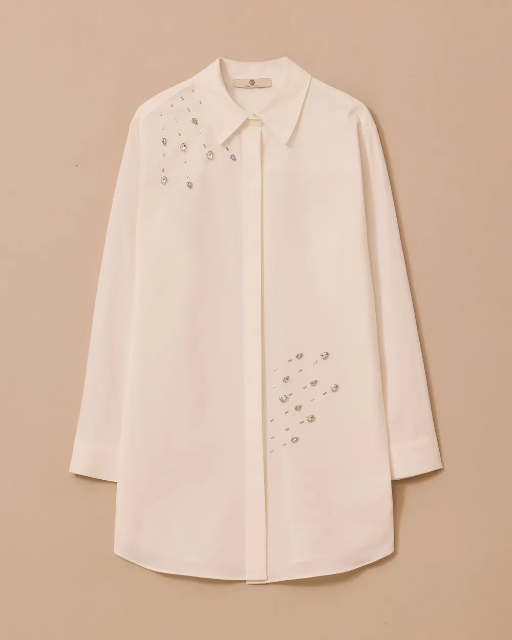 Asimetrik Taş Detaylı Gömlek