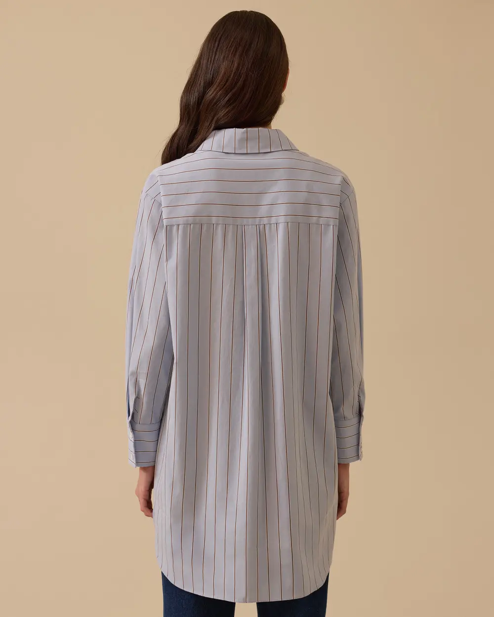 Çizgili Boncuk Detaylı Gömlek