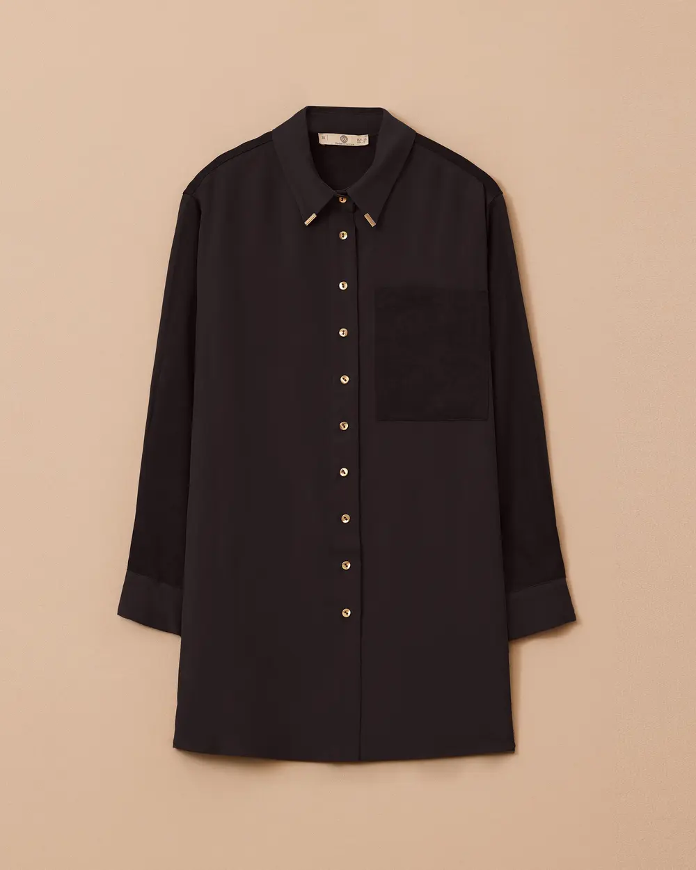 Süet Cep Detaylı Düğmeli Gömlek