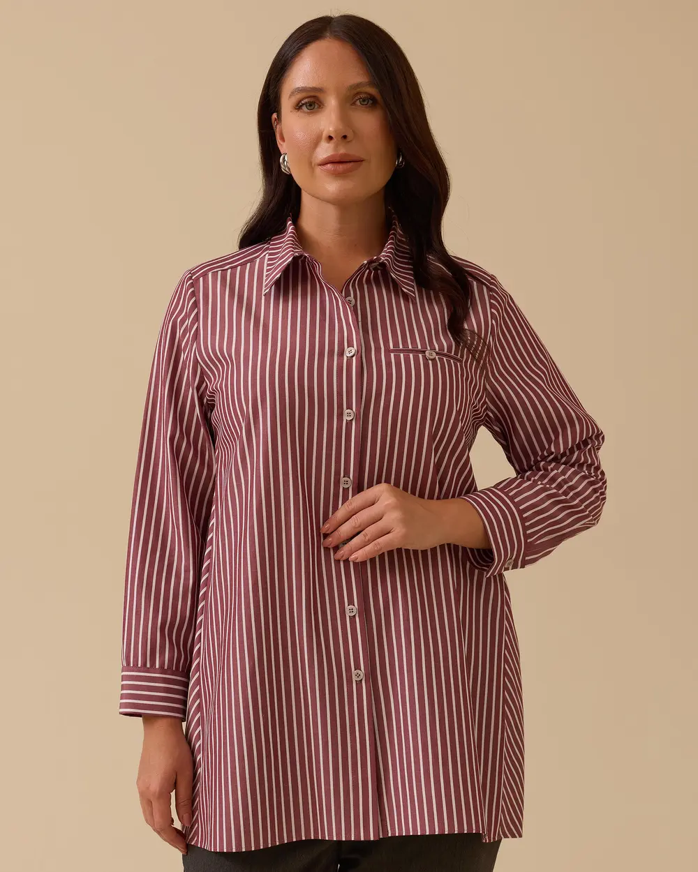 Büyük Beden Çizgili Gömlek