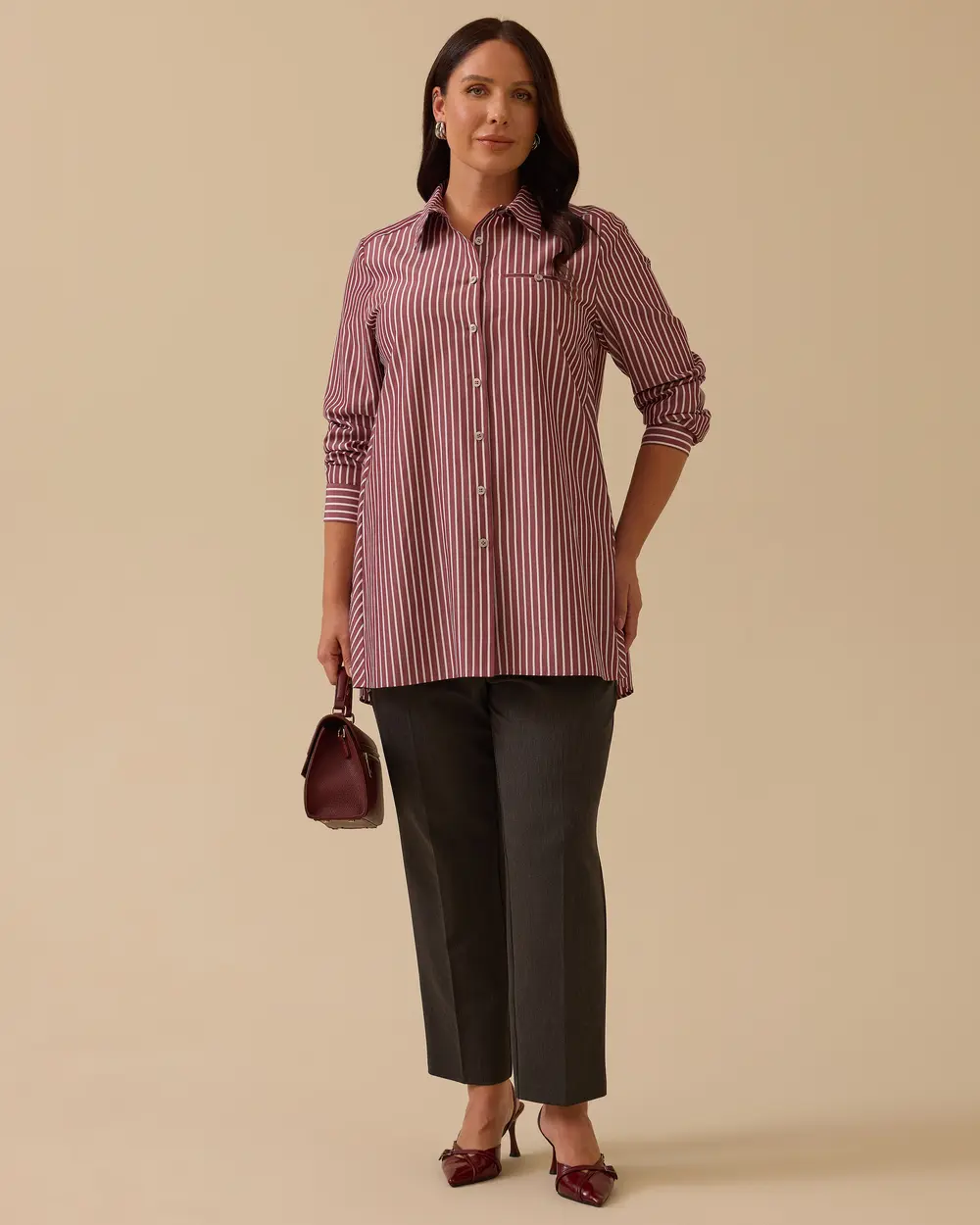 Büyük Beden Çizgili Gömlek