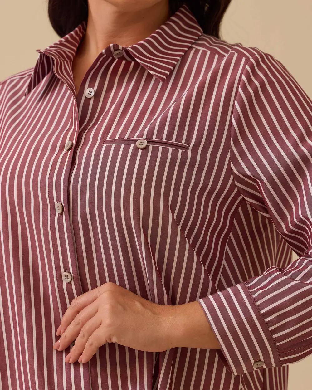 Büyük Beden Çizgili Gömlek