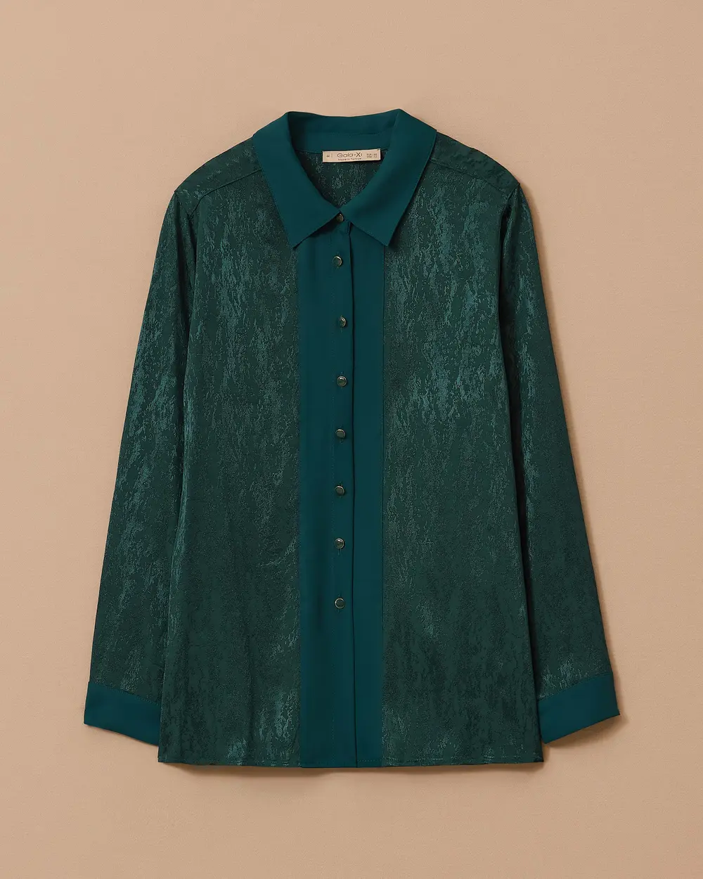 Büyük Beden Jakarlı Saten Gömlek