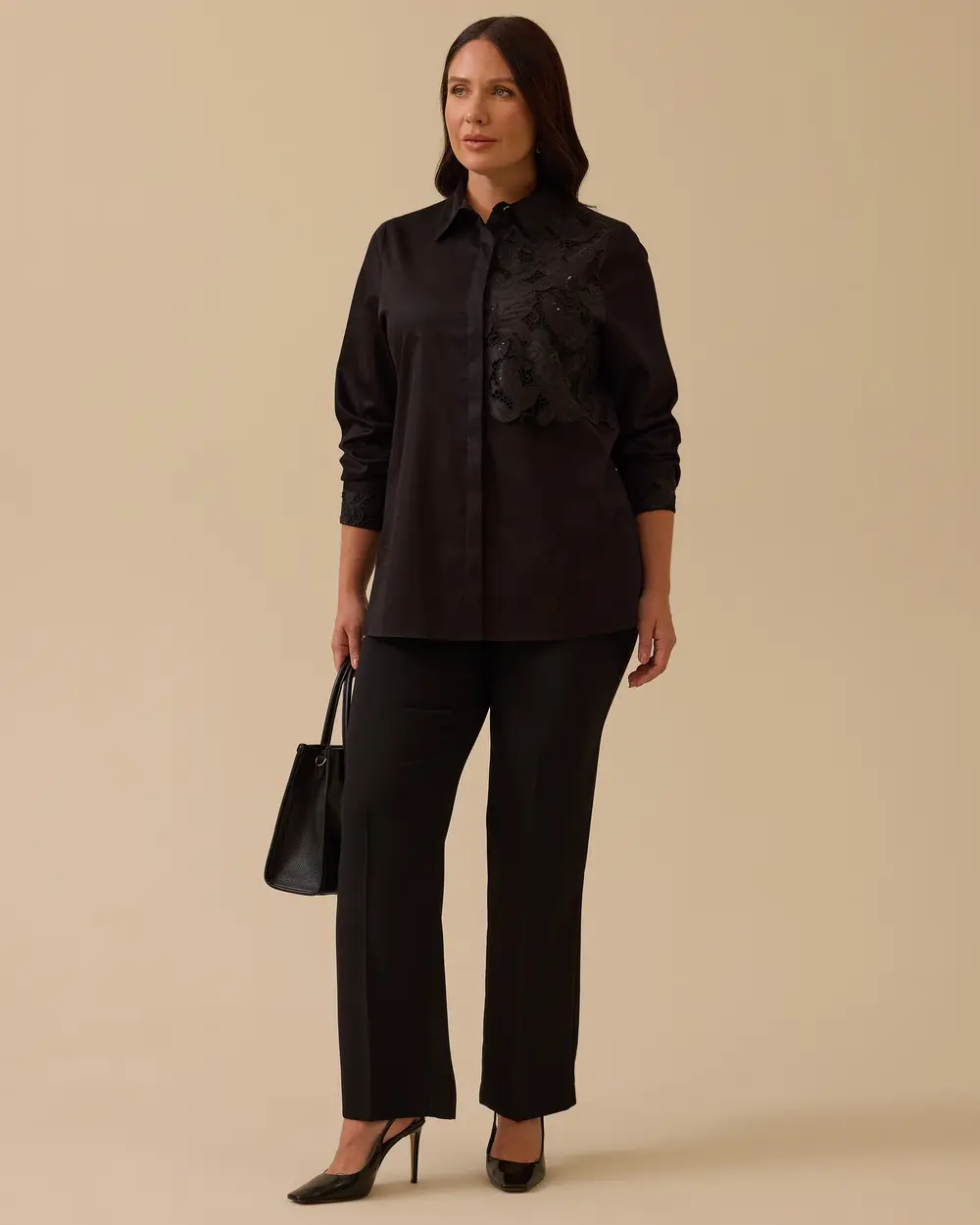 Büyük Beden Dantel Detaylı Gömlek