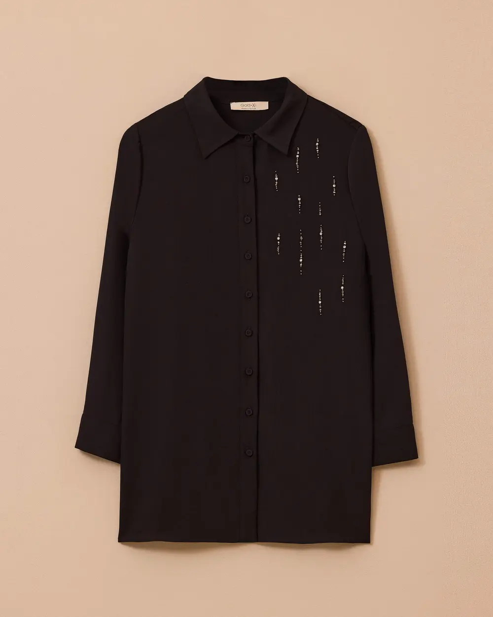 Büyük Beden Taş Detaylı Gömlek