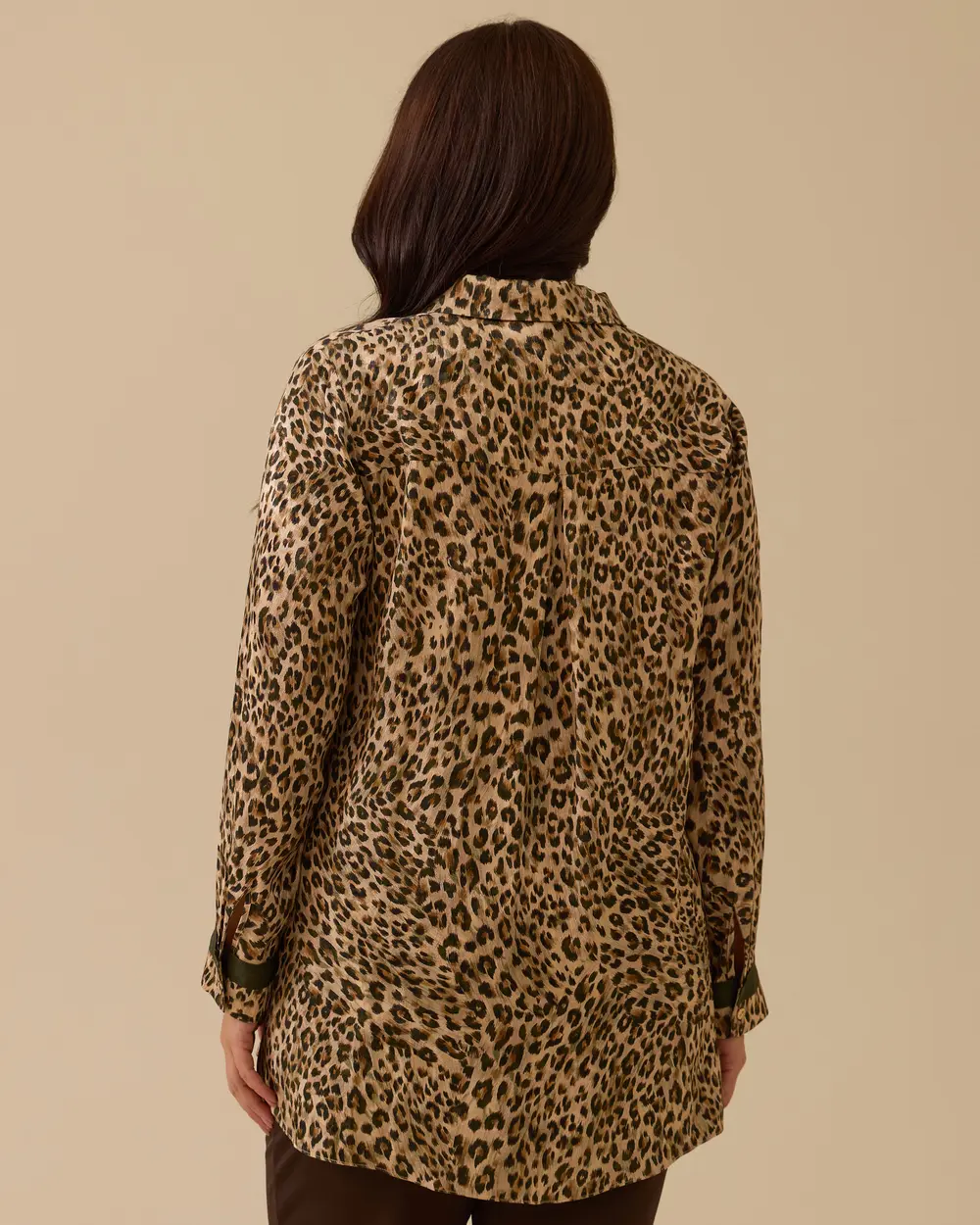 Plus Size Leopard Patterned Button Shirt
