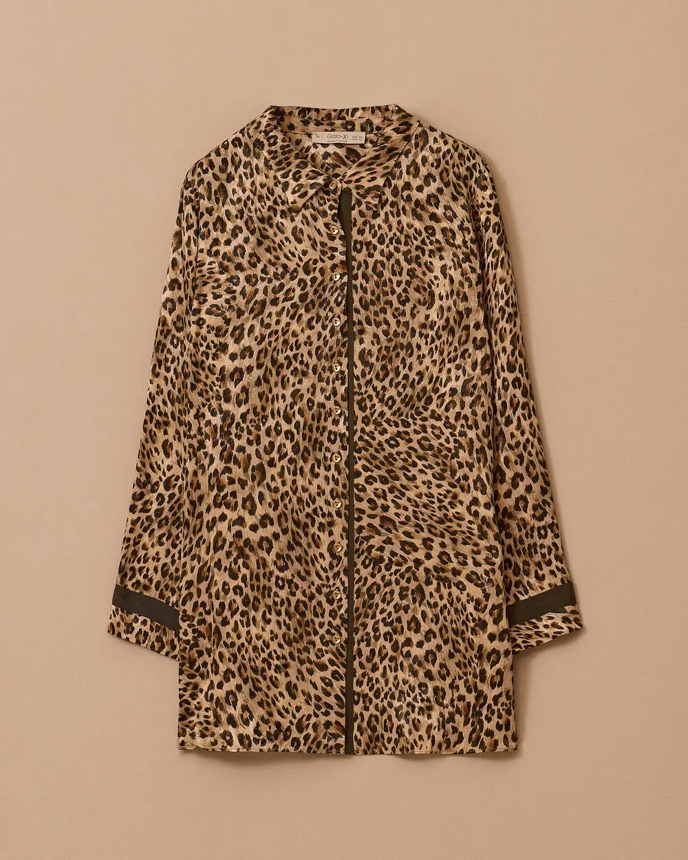 Plus Size Leopard Patterned Button Shirt