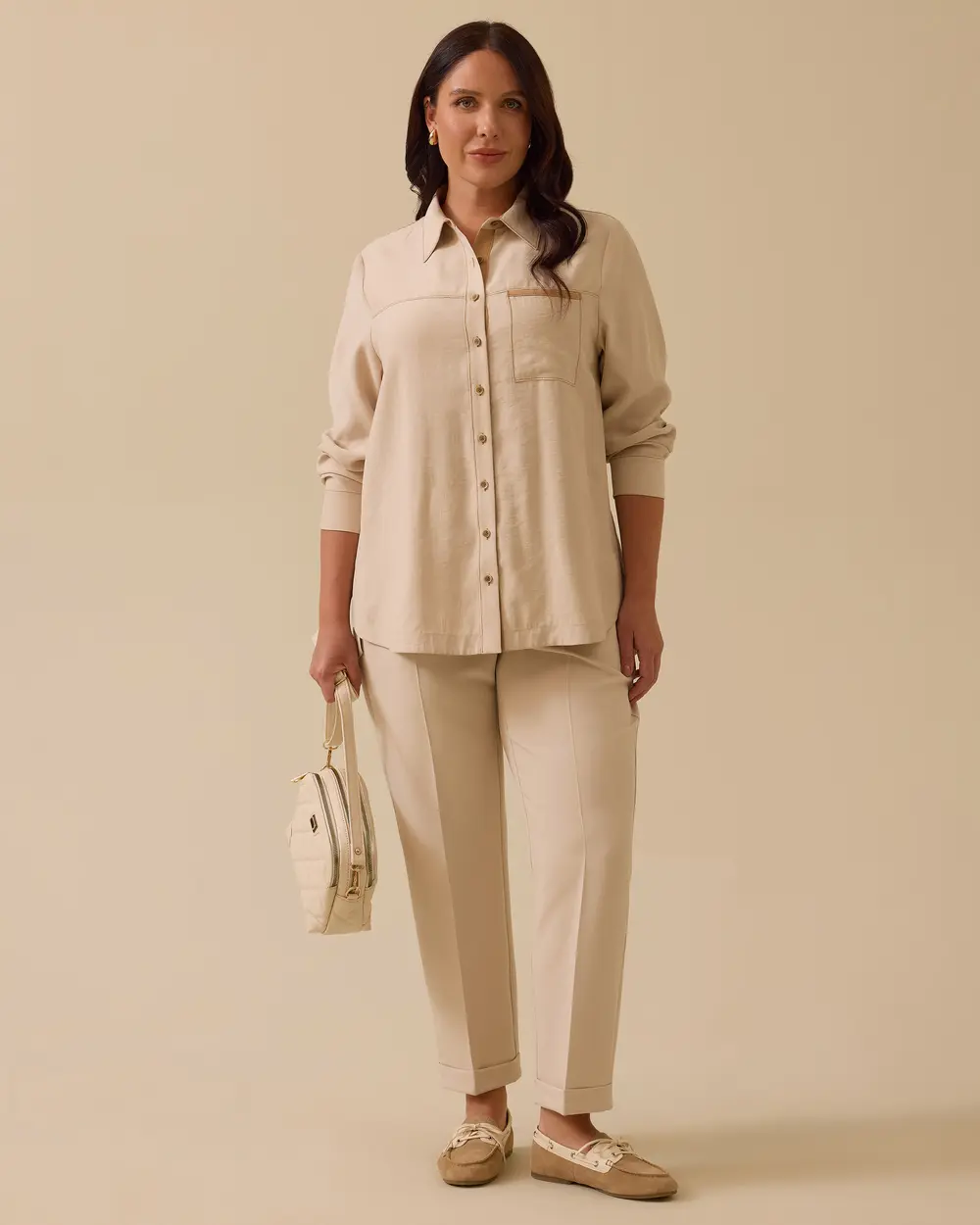 Büyük Beden Tek Cep Detaylı Gömlek