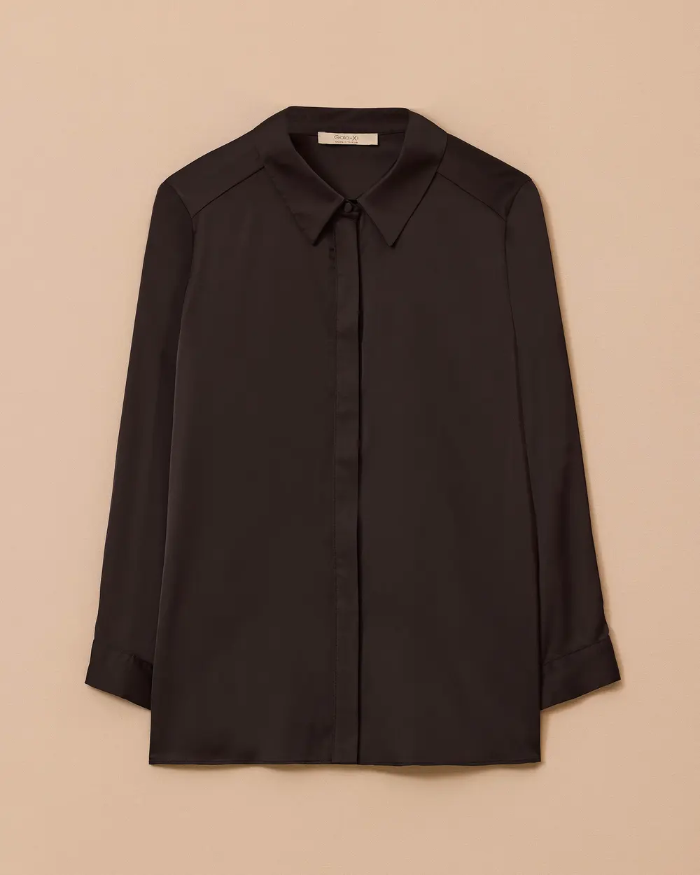 Plus Size Buttoned Satin Shirt