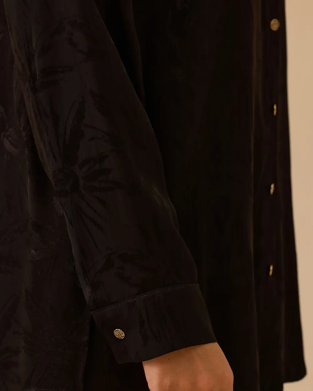 Büyük Beden Çiçek Desenli Jakar Gömlek