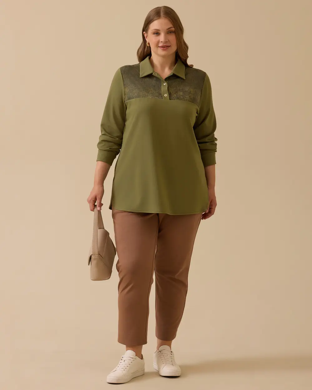 Büyük Beden Desen Detaylı Gömlek