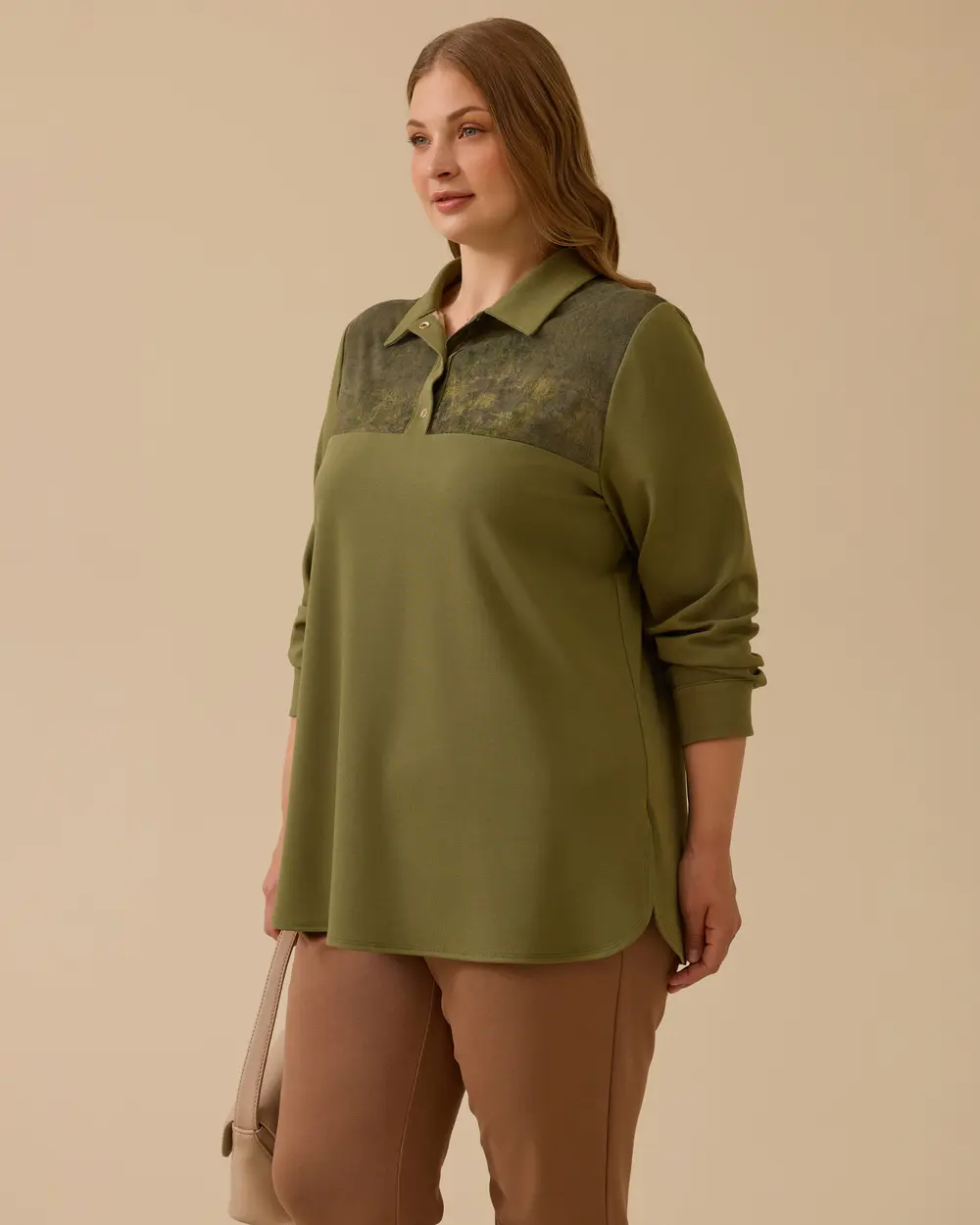 Büyük Beden Desen Detaylı Gömlek