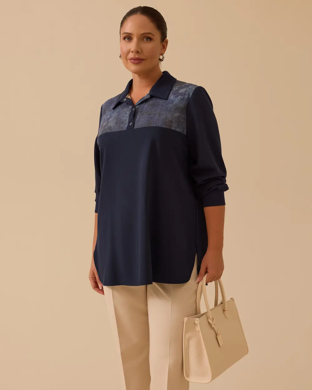 Büyük Beden Desen Detaylı Gömlek