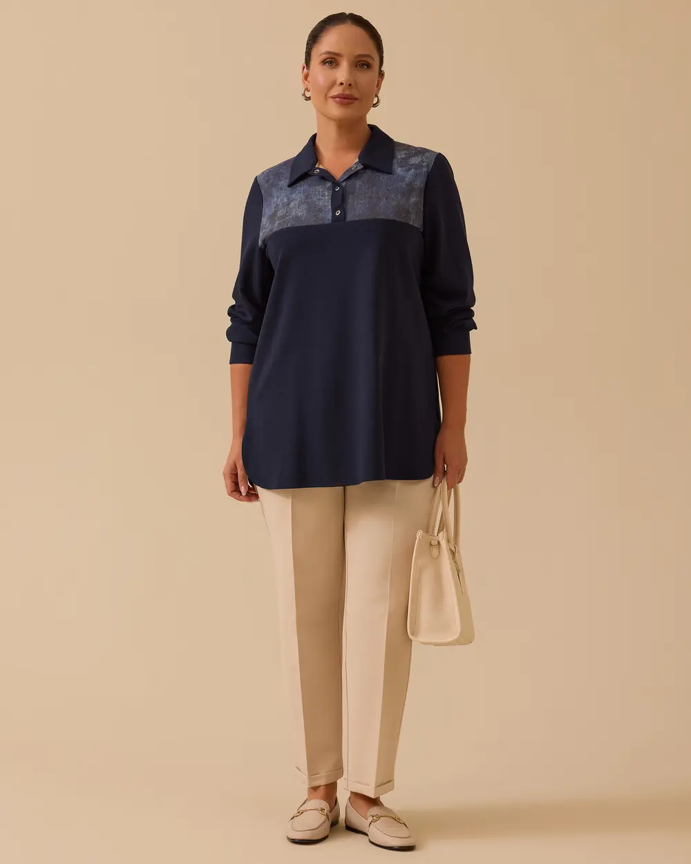 Plus Size Pattern Detailed Shirt