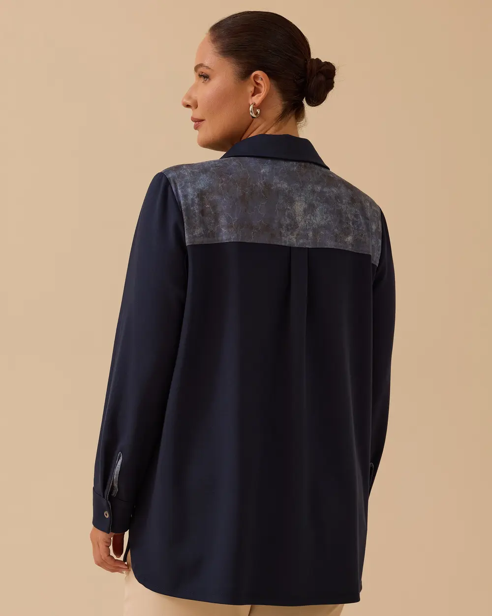 Plus Size Pattern Detailed Shirt