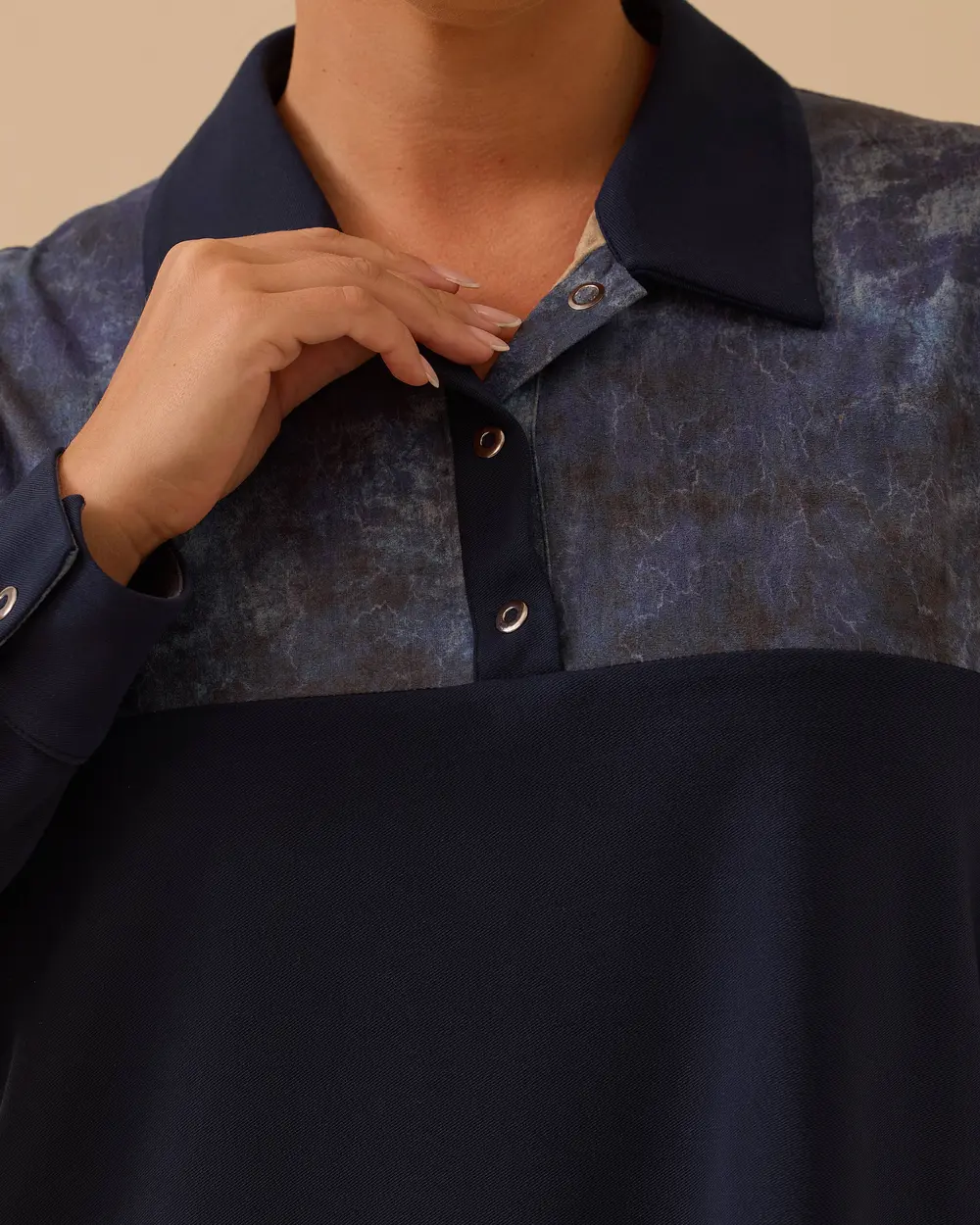 Plus Size Pattern Detailed Shirt
