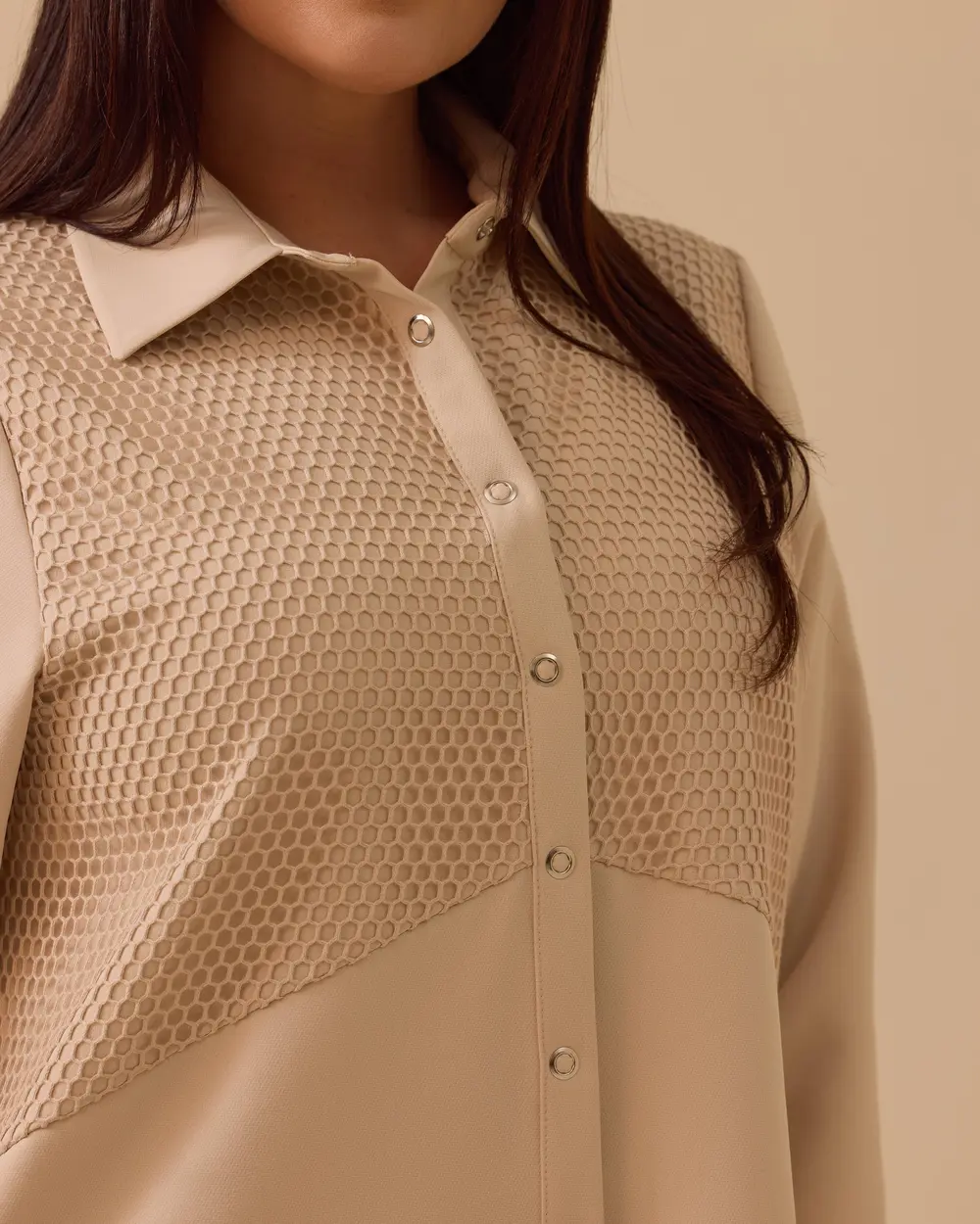 Büyük Beden File Detaylı Gömlek