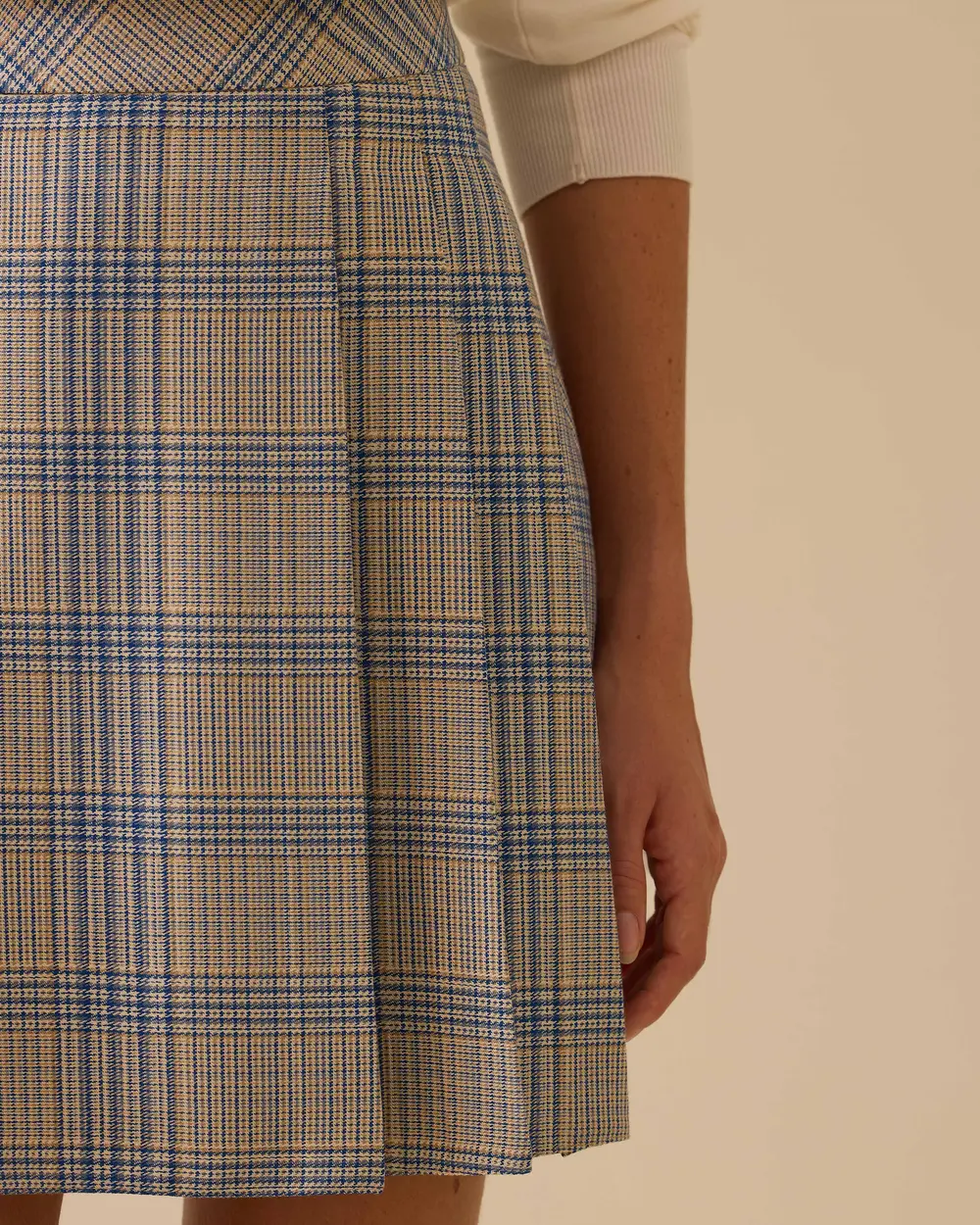 Pileli Ekose Desenli Etek