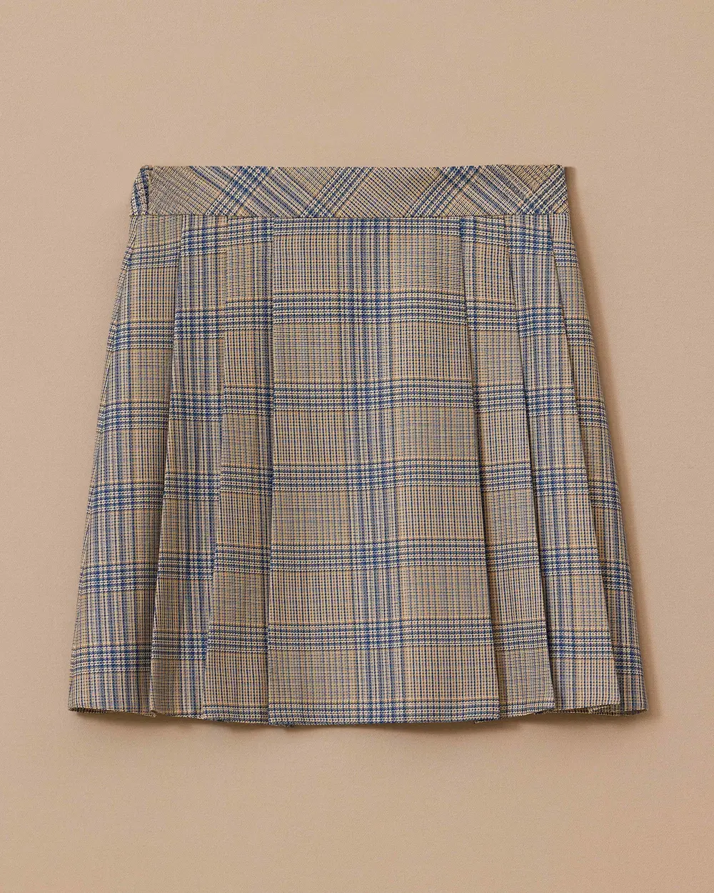 Pileli Ekose Desenli Etek