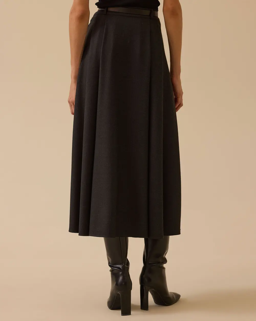 Kemerli Midi Kloş Etek