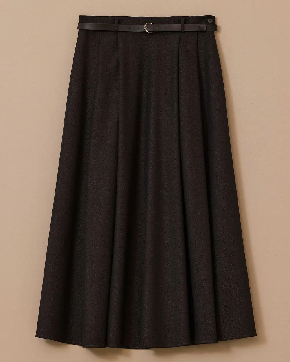Belted Midi Flared Skirt